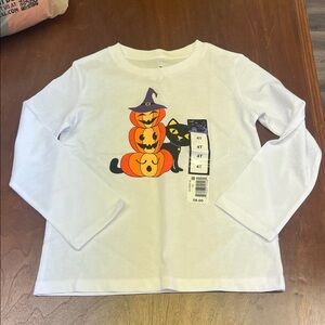 White Halloween Pumpkin Long Sleeve Shirt child 4T new